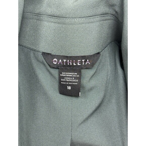 Athleta Endless Prima Twill Blazer Jacket Dark Sage Green 18 Wrap Front Tie - Picture 3 of 12